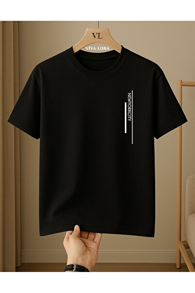 VİVA LORA New York City Printed Regular Crew Neck 100% Cotton Men's T-Shirt