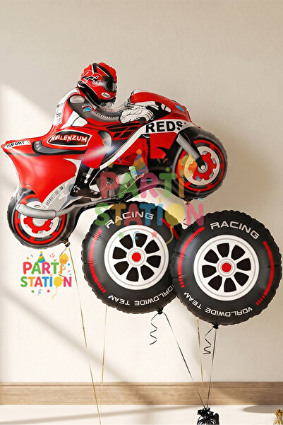 Parti Station Motorcycle Themed Foil Balloon Set 3 Piece Motorcycle Birthday Set
