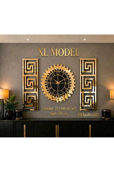 EYKA STORE XL Avangart Dekoratif Duvar Saati Gold Pleksi Aynalı Modern Duvar ...