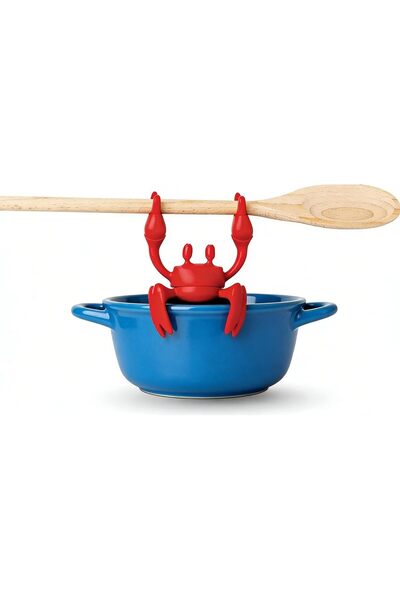 HIKKY Silicone Utensil Rest, Red Crab Steam Releaser for Pot, Non-Slip Stovet...