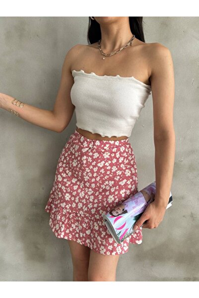 qeteen Floral Print Ruffle Shorts Skirt - Summer Casual Chic Shorts Skirt