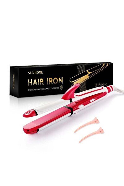Sunhome 3-In-1 Hair Curler With Crimper And Straightener White/Red 350mm