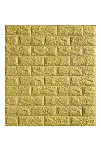 Vivendo Tapet 3D caramida aurie in relief auto-adeziv pentru interior, 70 x 7...