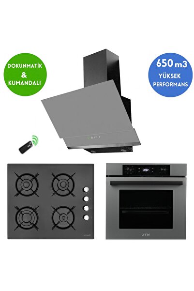 Eminçelik ve AFM TECH Marka /LU Antrasit-Gri Dijital Ankastre Set (12 225 Siy...