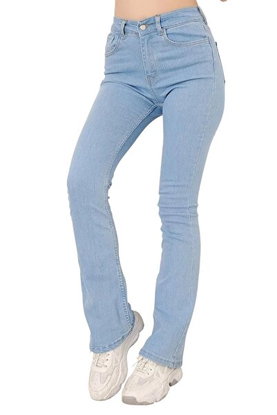 Livik Women's Light Blue Lycra Flared Jeans