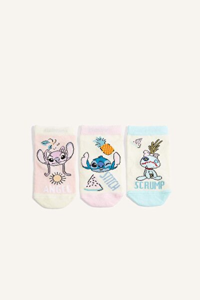 DeFacto Disney Lilo & Stitch 3-Pack Cotton Booties Socks for Girls G1457A8Ns