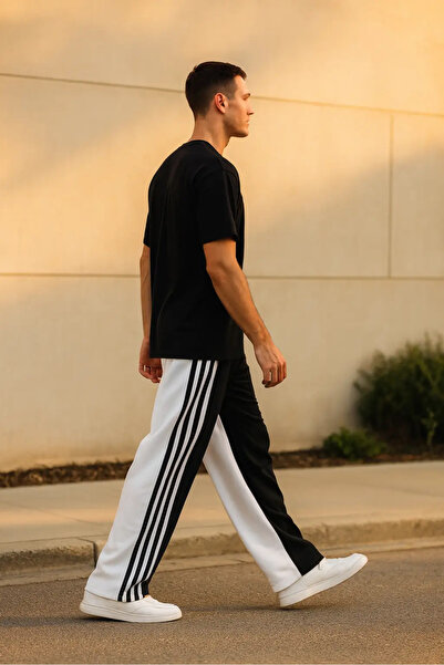 diğer1234 Ανδρική Φόρμα Baggy “AIRJONES” Μαύρο/Λευκό με 3 ρίγες — xl