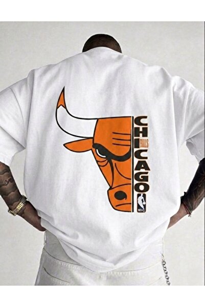 LELVANİ Unisex Colorful Chicago Bulls Printed Crewneck T-Shirt