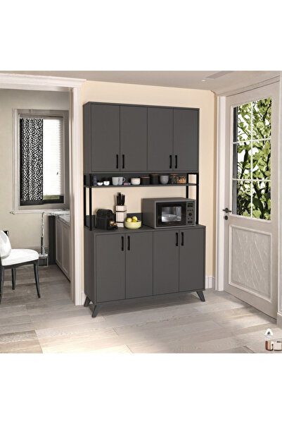 Vivendo Dulap multifuncțional cu 8 uși, 120x40x202 cm, alb, cu structură meta...