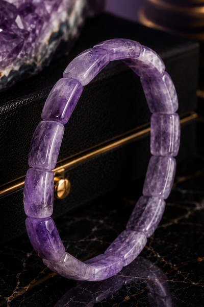İyyaKee Women's Purple Amethyst Natural Stone Bracelet Flexible Design Stone ...