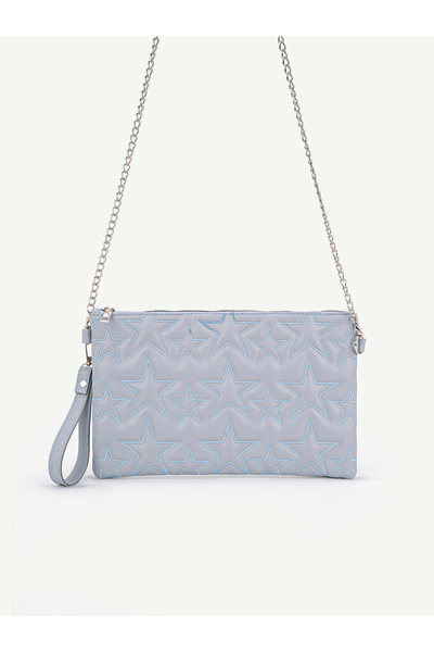 Mojeva Women's Star Embroidered Chain Strap Portfolio & Clutch Bag