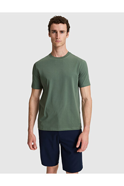 Pierre Cardin Каки тениска с кръгло деколте и стандартна кройка 50323973-VR027