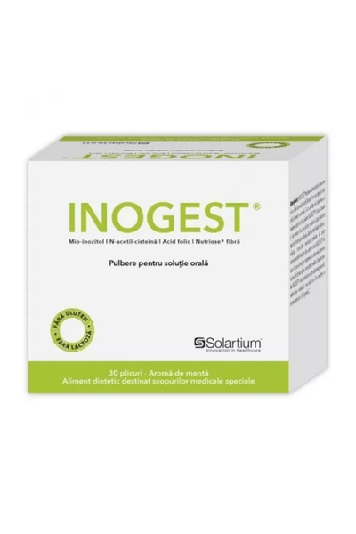Meditrina Inogest pulbere pentru solutie orala cu aroma de menta, 30 plicuri,