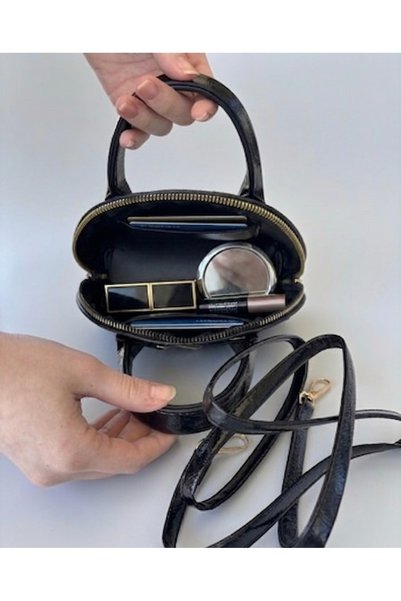 GENCATELİER Women's Patent Leather Half Moon Hand and Shoulder Bag – Vintage Y2K Baguette Model
