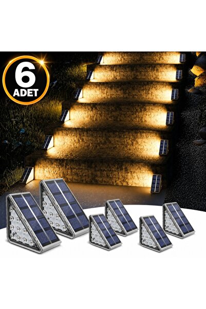 maetheus 6'lı Solar Basamak Işığı 10 LED Güneş Enerjili Merdiven Bahçe Aydınl...