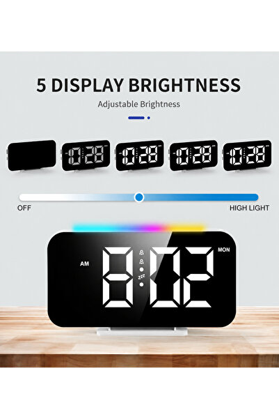 Armasse 12H/24H Dijital LED Saat, Üç Ses Seviyesi, Çift Alarm, Rgb 10 Gece La...