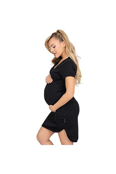 Formommy Camasa alaptat, Mona, Din bumbac, Cu capse pe mijloc, Masura XL, Black