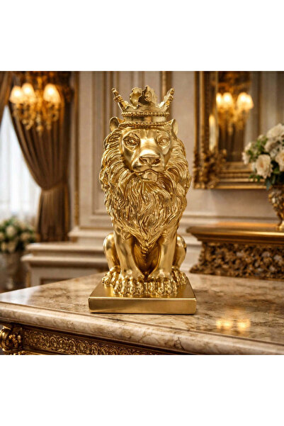 Vivendo Statueta decorativa Leu Regal din rasina 14x22.5x5 cm design premium