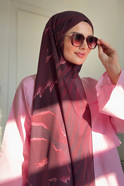 Madame Polo Zebra Pattern Italian Silk Shawl - Burgundy