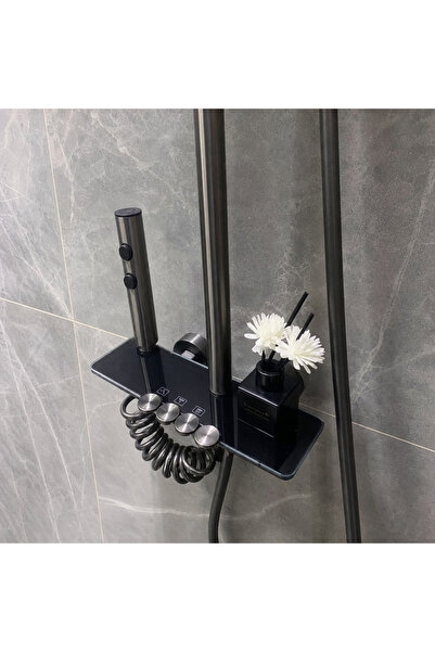 Vivendo Coloana Dus Inox Crom Negru Duza Masaj Patrata 25cm Sistem Dus Modern