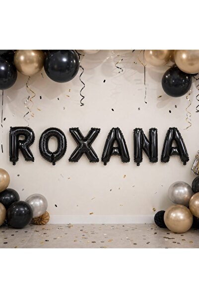 OEM Baloane Litere Nume ROXANA, Negru, Folie Metalizată 40 cm, Decor Elegant,...