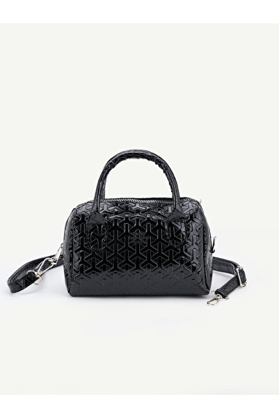 SHAKA Patterned Black Patent Leather Shk184 Faux Leather, Single Compartment ...