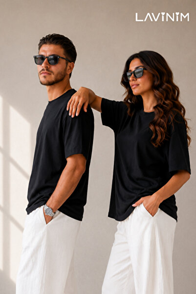 LAVİNİM Sevgili Kombini Oversize Unisex Basic Couple Çift Tişört