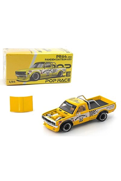 pop race 1 Pop Race Pandem Datsun 620 Moon Equipped Yellow 1:64 Diecast Model...