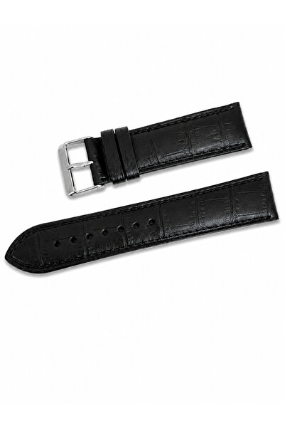 Leather Class Siyah Krokodil Desenli %100 Deri Saat Kayışı | Silver veya Gold...