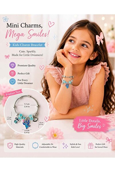 Generic Blue Cartoon Character Charm Bracelet Adjustable Metal Bangle for Girls