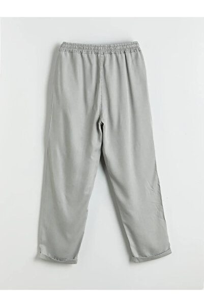 LC Waikiki Gray elastic waist paperbag women's jean pants