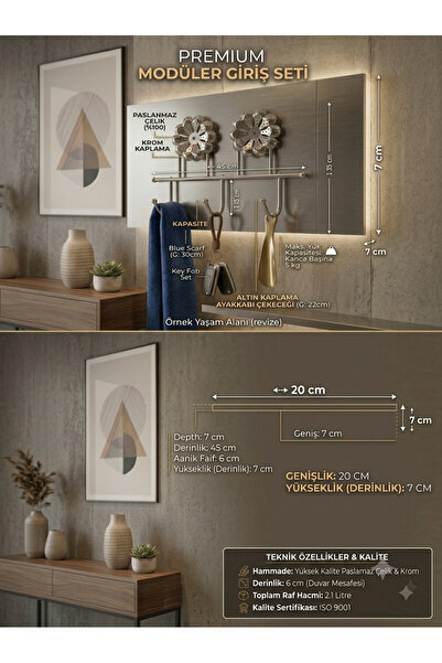 RİVO HOME DECOR Premium Stainless Steel Wall-Mounted Coat Rack and Key Holder...