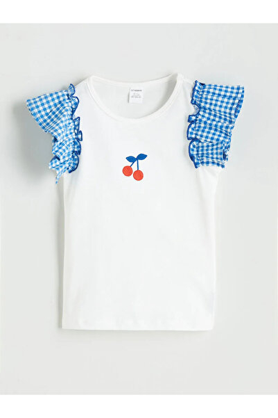 LC Waikiki White Crew Neck Embroidered Girls' Blouse