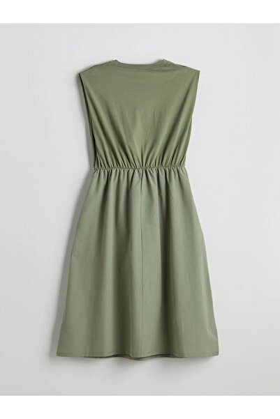 LC Waikiki Khaki Crew Neck A-Line Dress
