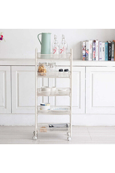 Vivendo Raft slim portabil din metal, cu roti, 5 nivele, 45 x 27 x 105 cm