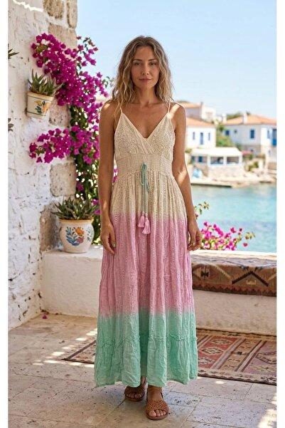 moda gk Imported Strap Tie-Dye Patterned Bohemian Dress