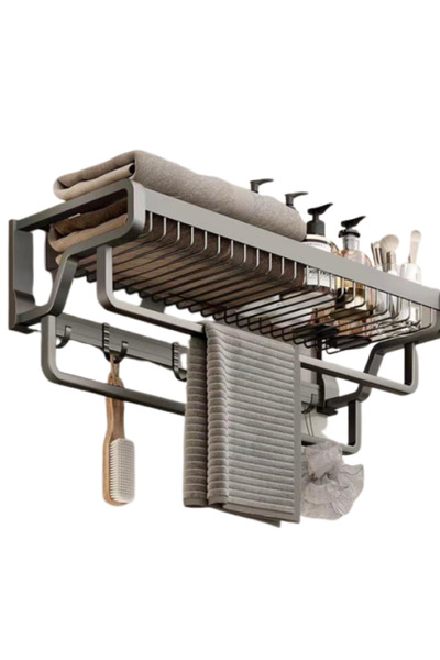 Vivendo Suport dublu pentru prosoape – pliabil, cu 2 niveluri, din aluminiu ș...