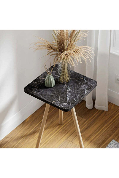 Vivendo Masuta decorativa cu picioare din lemn, 34 x 34 cm, stil nordic