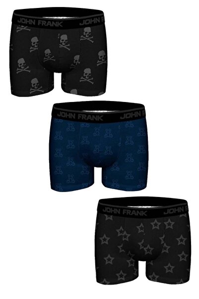 John Frank THREE PACK JACQUARD BOXER White