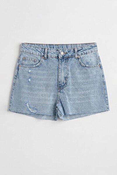 BSL Yıpratmalı Mini Denim Şort