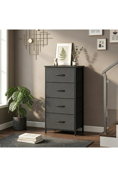 Pomefar 4 Drawer Non-Woven Fabric Storage Dresser with Steel Frame for Bedroo...
