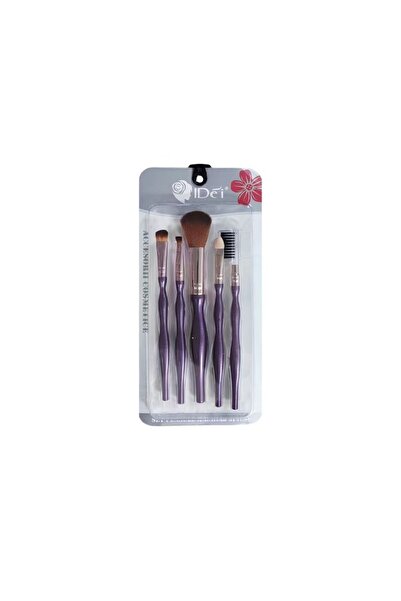 idei Set 5 Pensule Machiaj Complet Față și Ochi, Mânere Violet Metalizat Curb...