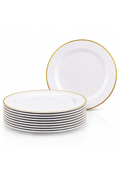 mastergold Premium Disposable Plastic Plates 9 Inch, Gold Rim Design, Party, ...