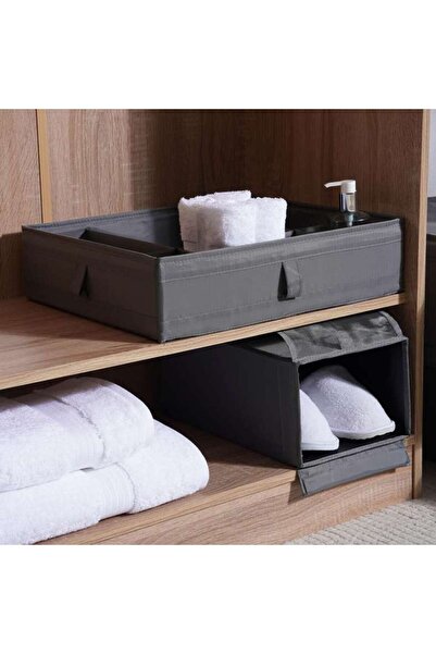 PAN HOME صندوق تخزين قابل للطي من إييز بـ 7 أقسام 44×34×11 سم - رمادي