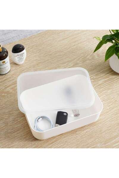 PAN HOME Livia Versatile Storage Box with lid 2.7l 26.3x18.5x7.6cm - White