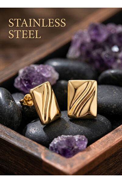 stainless steell 316L Steel Gold Color Plate Model Earrings