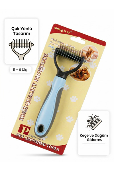 salisman Plastik Saplı Metal Kedi Köpek Bakım Kıtık Tüy Topak Açıcı Tarak