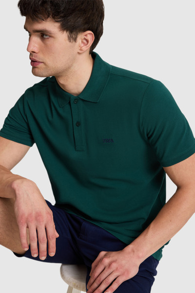 U.S. Polo Assn. Men's Dark Green Regular Fit Polo Collar Basic T-Shirt 503269...