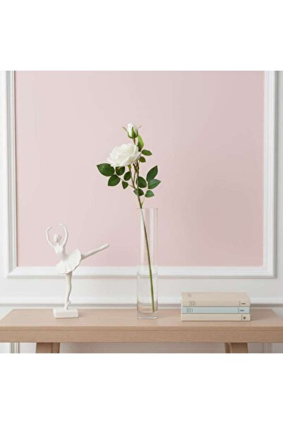 PAN HOME Artificial Real Touch Rose Stem Flower H71cm - White