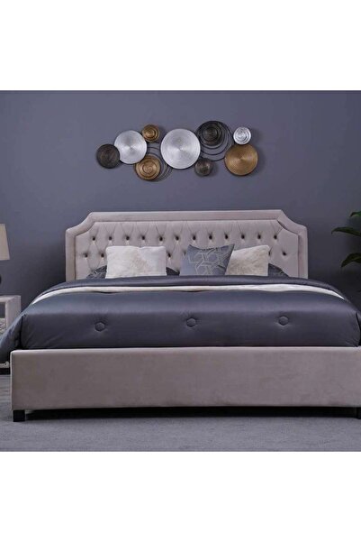 PAN HOME لوح رأس السرير أندروميدا مخملي بيج L-180: ارتفاع 125 سم
